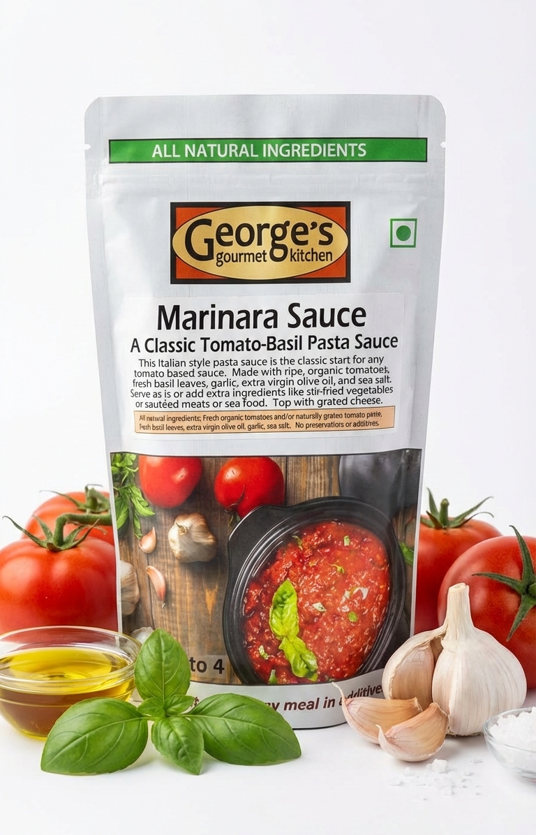 Sauce| Classic Tomato Basil Pasta Sauce (Marinara Sauce) -Natural Ingredients- No Preservatives & Colour- George&