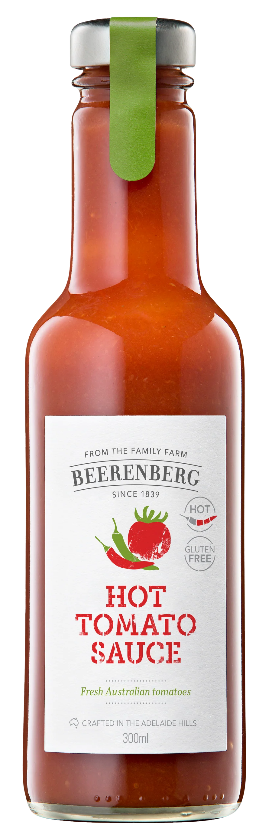 Sauce |Hot Tomato Sauce (Australian Sauce) -Vegan, Gluten Free - No Preservatives & No Artificial Colours - Beerenberg - 300ml