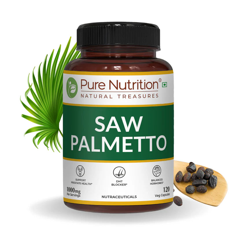 Saw Palmetto | Supports Prostate Health, Hair Growth, and Urinary Function – Pure Nutrition – 1000mg – 120 Veg Capsules