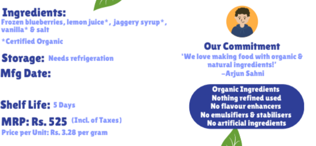 Blueberry Compote - Fresh – Made with Organic Ingredients – Vegan, Gluten Free & Refined Sugar Free – Nature’s Soul – 160gm