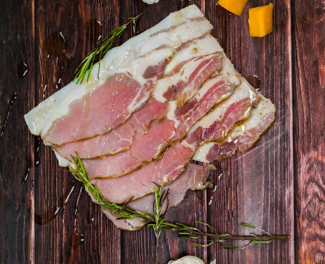 Double Smoked Streaky Bacon - Fresh - Gluten Free - Made with Organic Ingredients - Non GMO, Antibiotics & Hormone Free - 250gm