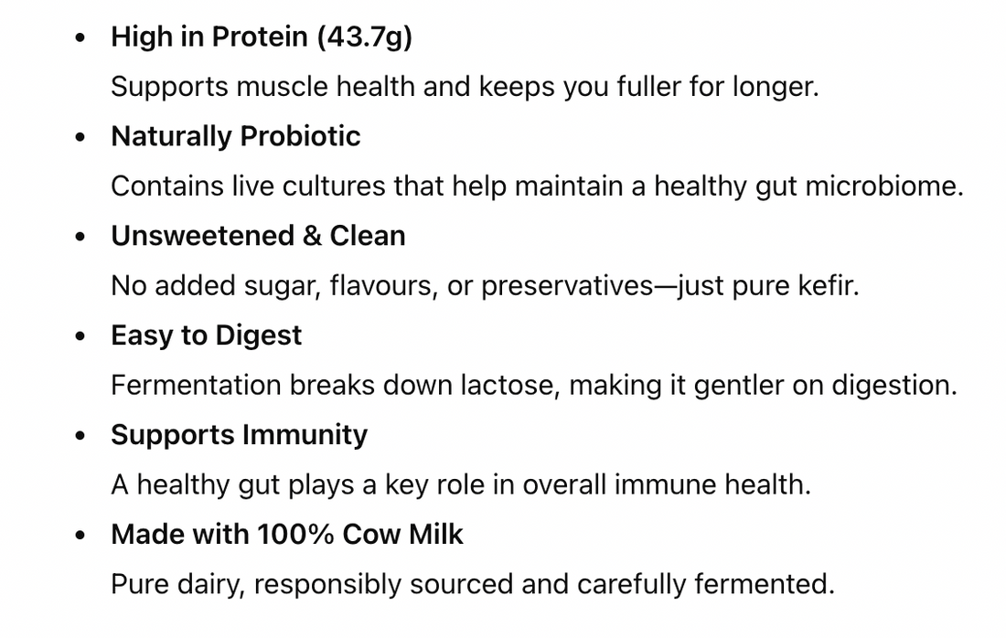 Kefir | Plain Kefir (Made With 100% Cow Milk) - 43.7g Protein - Probiotic Drink - Unsweetened - Nourish - 1000ml
