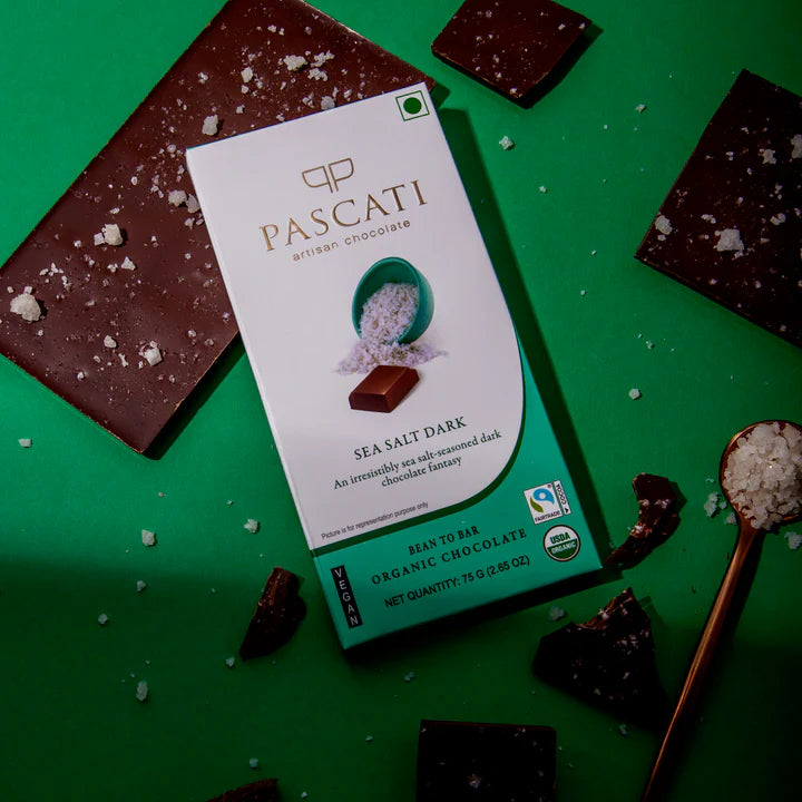 Chocolate Sea Salt - USDA Organic Chocolate - Vegan & Gluten Free - Pascati - 75gm