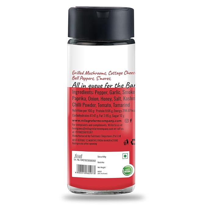 Seasoning | Barbecue – For Organic & Healthy Meals – Organic – Additive Free & No Preservatives – Milagro Farm Co. – 70gm