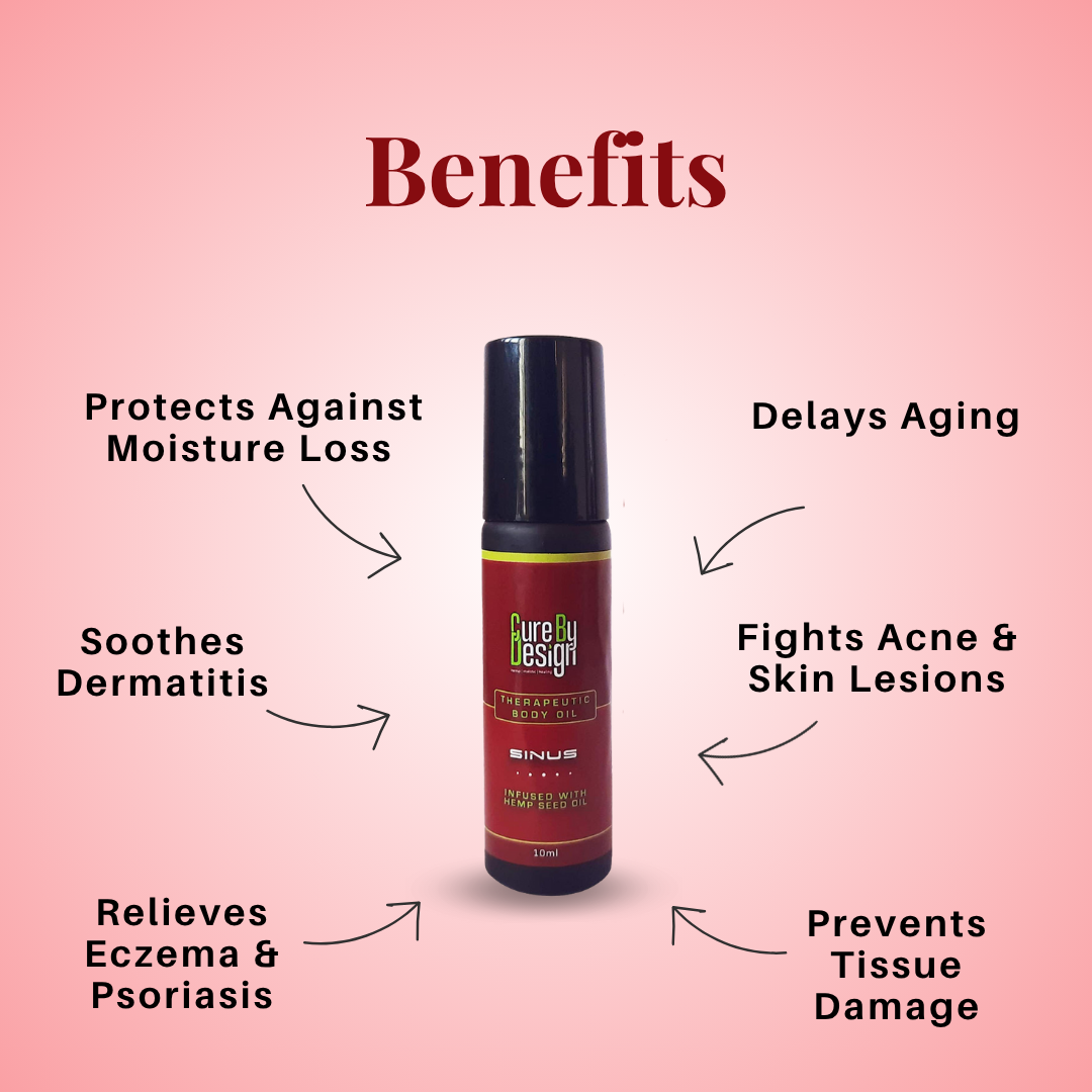 Body Oil | Theraputic Body Oil (Sinus) - Infused With Hemp Seed Oil - Cure By Design - 10ml
