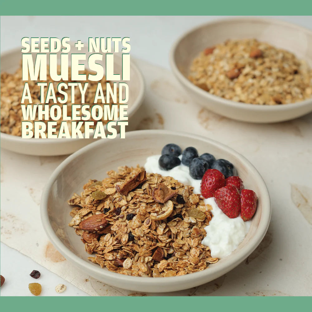 Muesli | Seeds & Nuts Muesli - No Added Sugar, High Protein, Rich In Fiber, Low Calorie, Lactose Free & Fat Free – Nourish Organics - 300gm