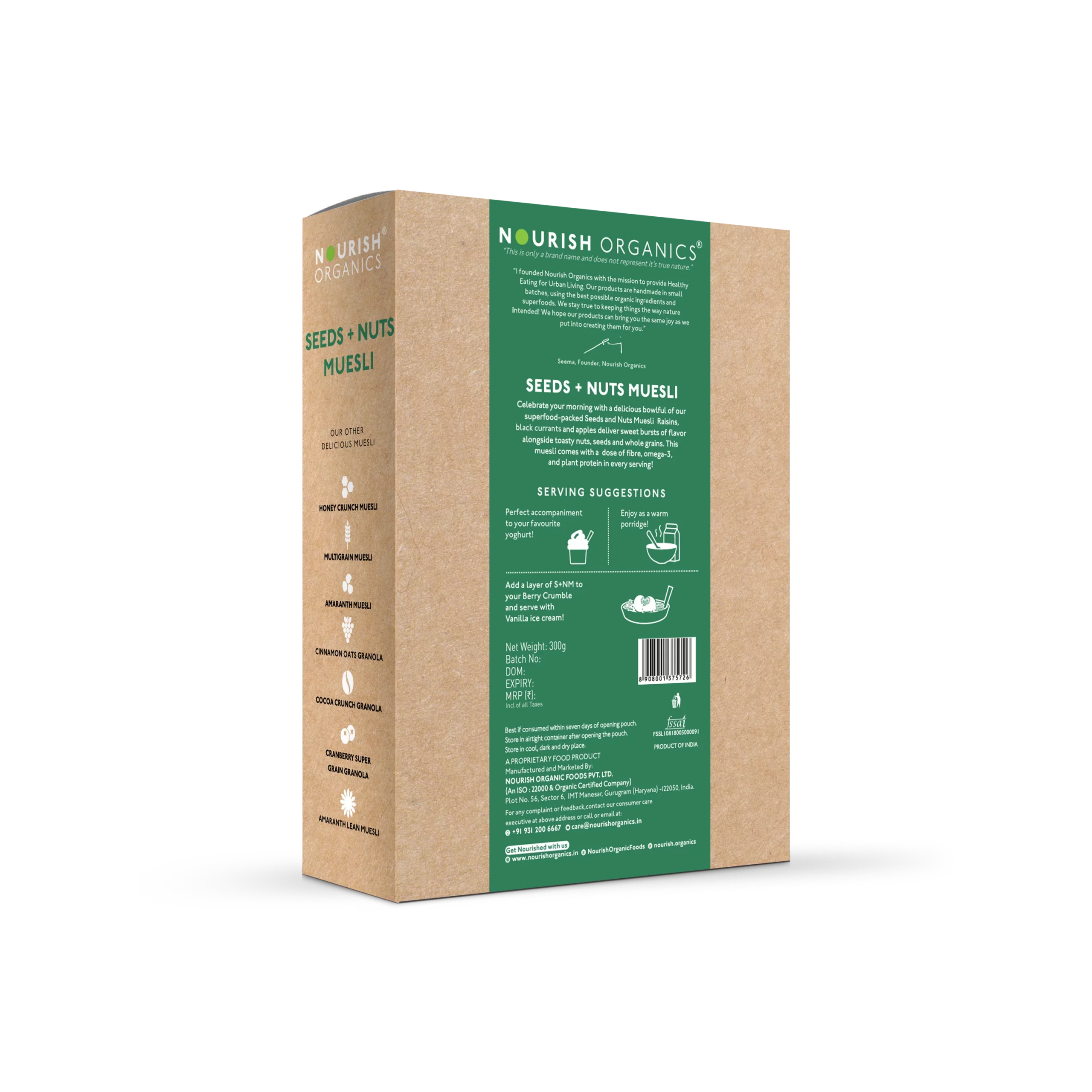 Muesli | Seeds & Nuts Muesli - No Added Sugar, High Protein, Rich In Fiber, Low Calorie, Lactose Free & Fat Free – Nourish Organics - 300gm