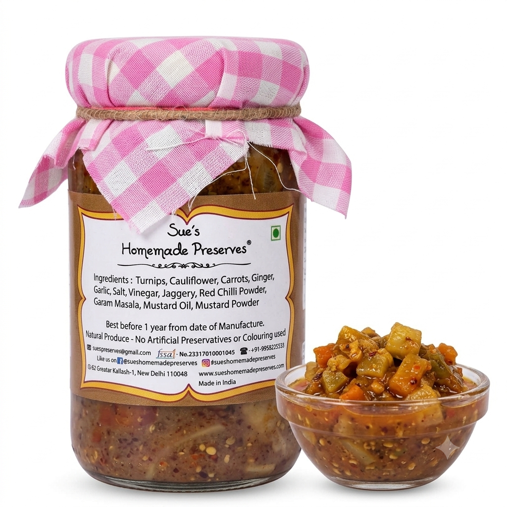 Pickle | Shalgam Gobhi Gajar Achar -No Artificial Preservatives or Colouring - Sue&