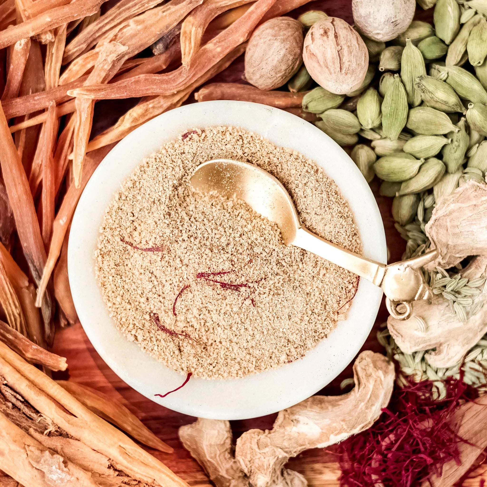 Shatavari Powder | (With Kashmiri Saffron, Ceylon Cinnamon & Digestive Spices) - All Natural - Immunity Booster, No Added Sugar, No Artifial Colour & Flavour - Satmya - 100gm