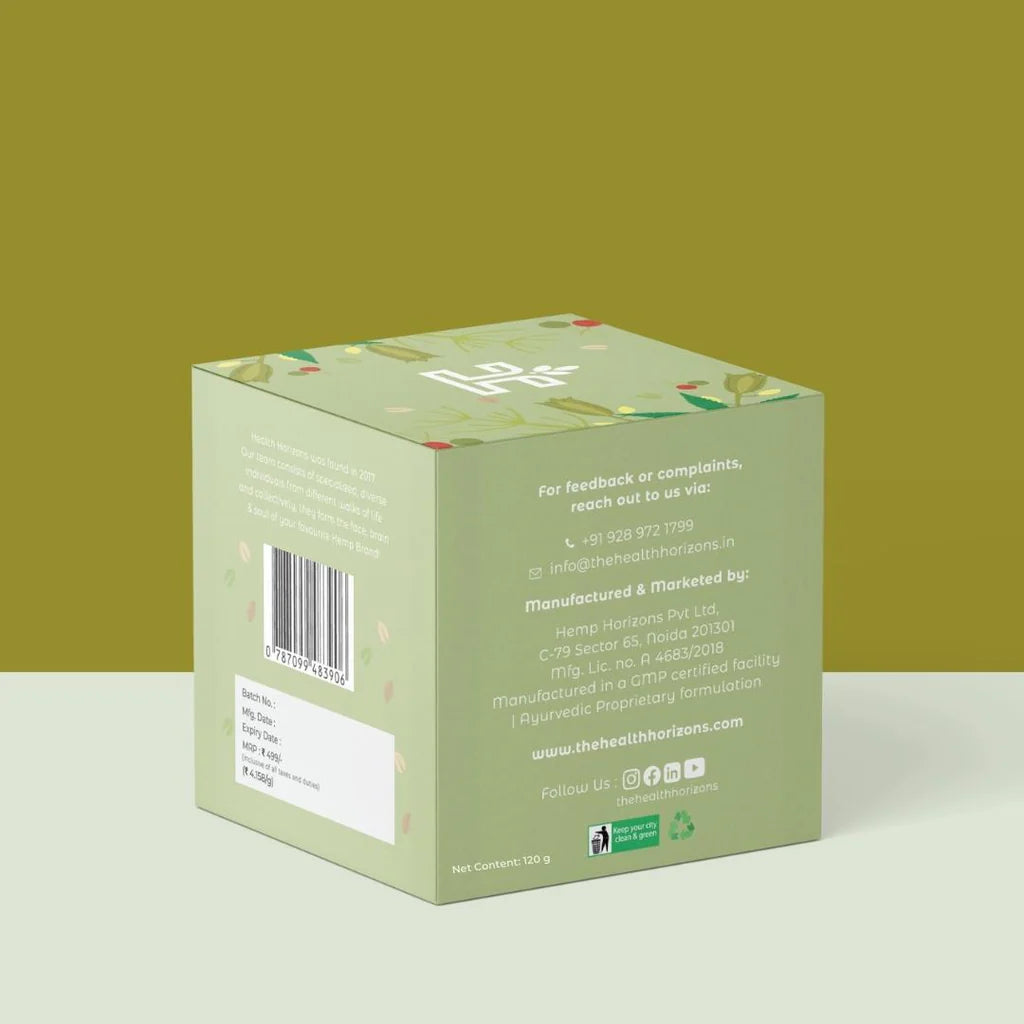 Nurture | Shatavari & Hemp Blend - Edible Powder Mix - For Hormonal Balance - Natural - Vegan, Gluten Free, Soy Free & No Additives - Health Horizon - 120gm