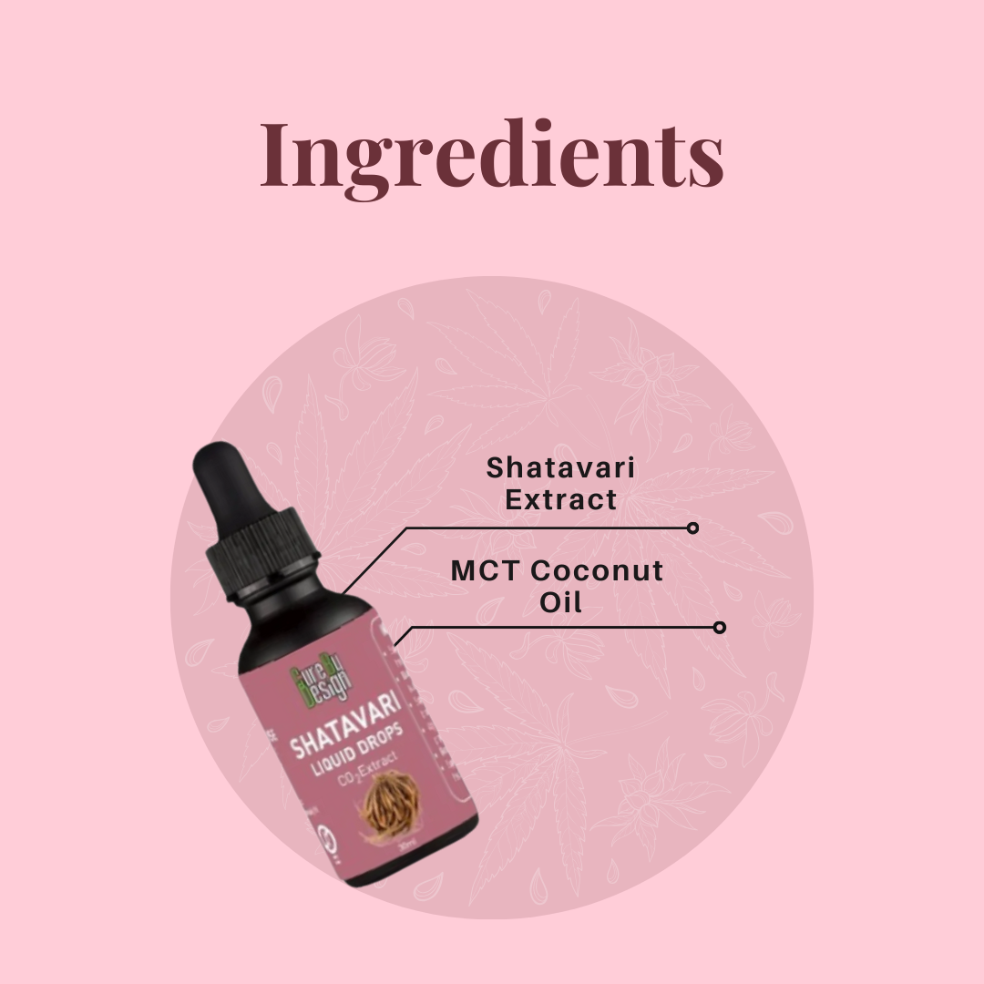 Liquid Drops | Shatavari Liquid Drops ( Co2 Extract )-Dietary Supplement, Harmone Balancer, Reproductive Nourishment- Cure By Design - 30ml