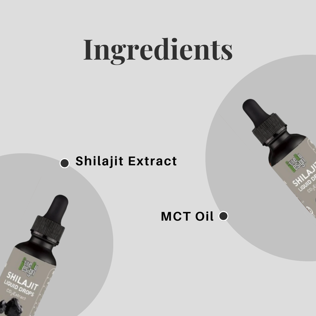 Shilajit Liquid Drops (CO2 Extract) -Dietary Supplement -Unleash Your Potential- Cure By Design - 30ml