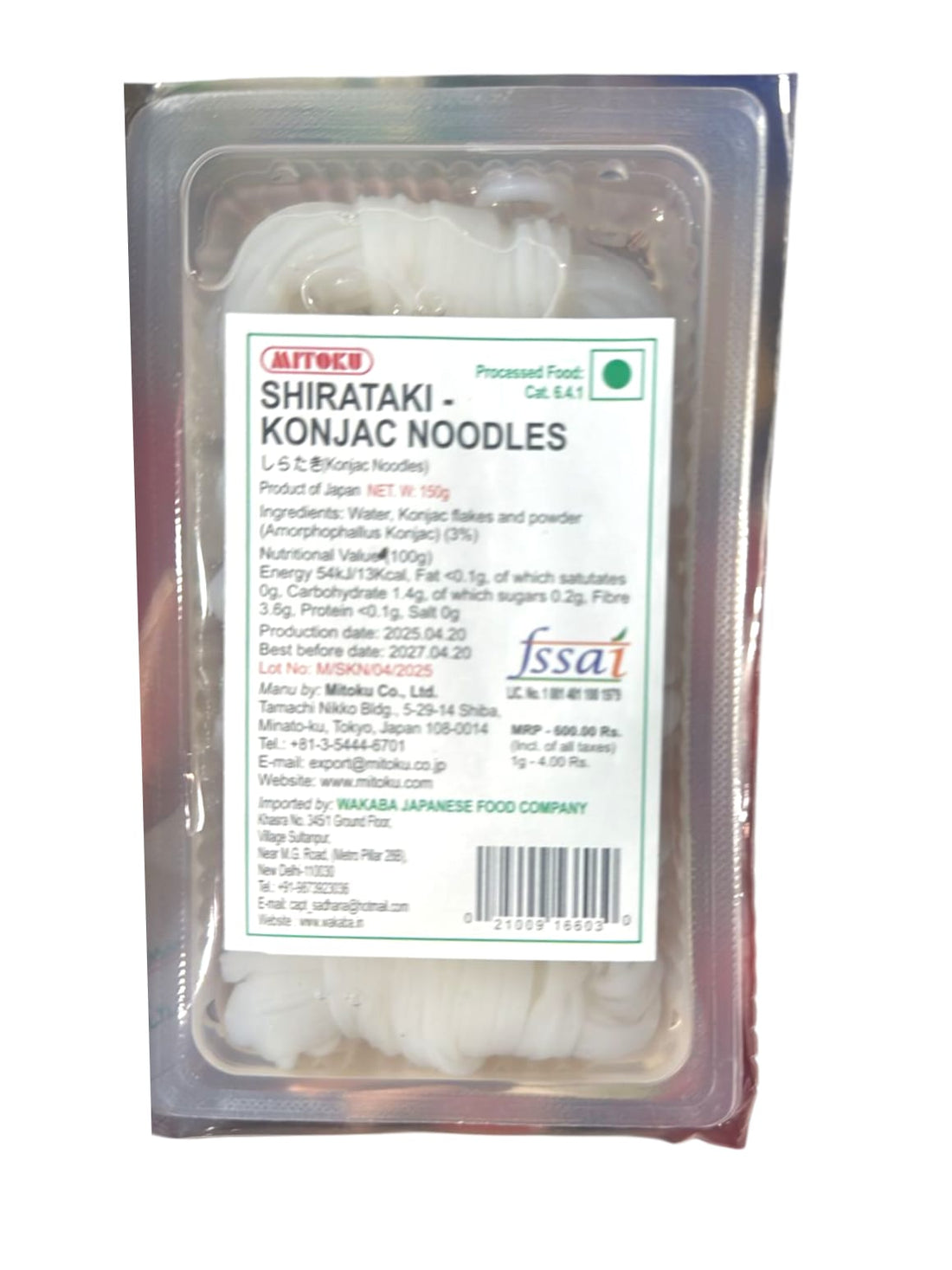Noodles | Shirataki Konjac Noodles - Japan - Mitoku - 150gm