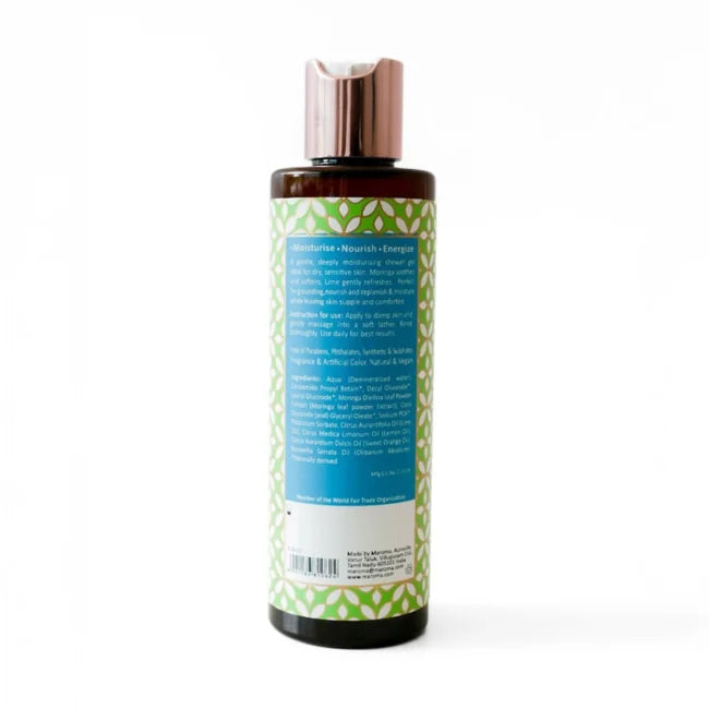 Shower Gel | Moringa Lime Shower Gel - 100% Vegan, 100% Natural - Moisturize, Nourish, Energize - Maroma - 300ml