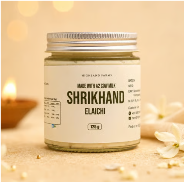 Elaichi Shrikhand - Made With A2 Cow Milk - No Preservatives - Highland Farms – 125gm