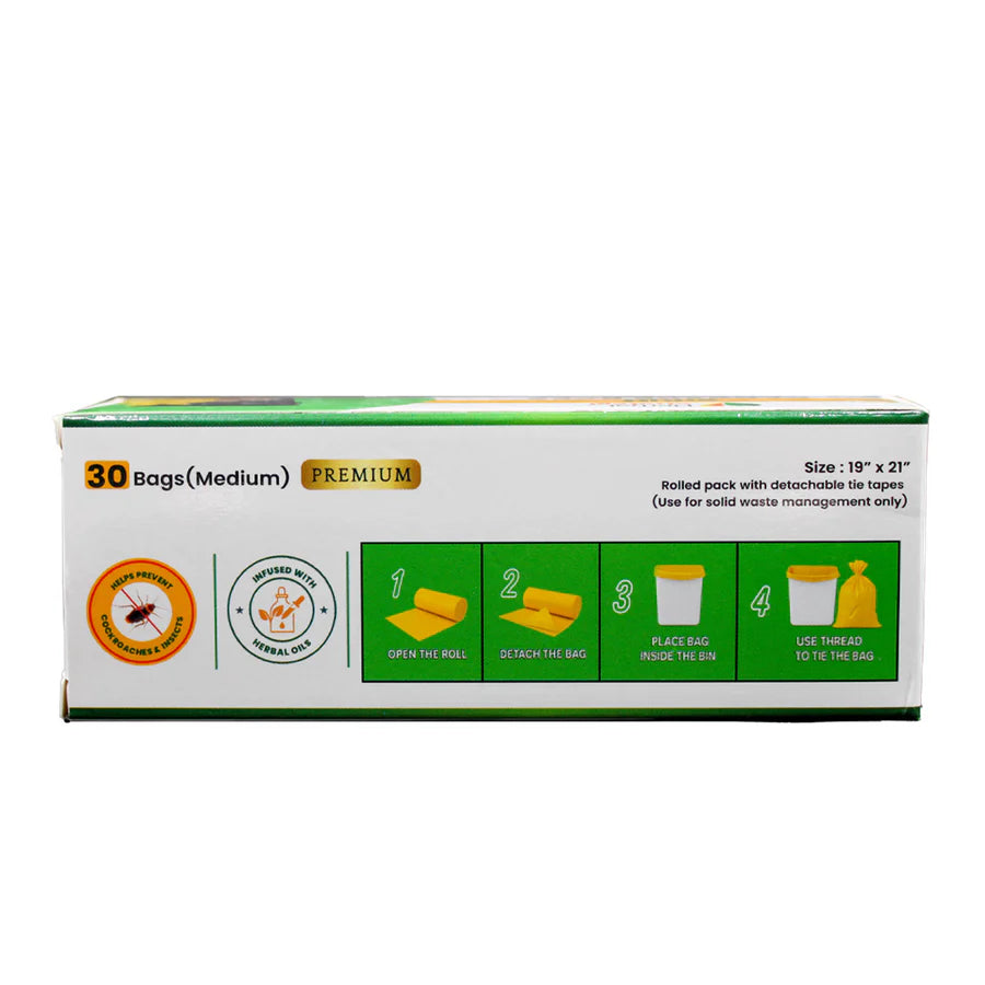 Garbage Bag | Shuu Garbage Bag - Helps Prevent Cockroach and Insects - Eco Friendly & No Chemical - Herbal Strategi - 30 Medium Piece