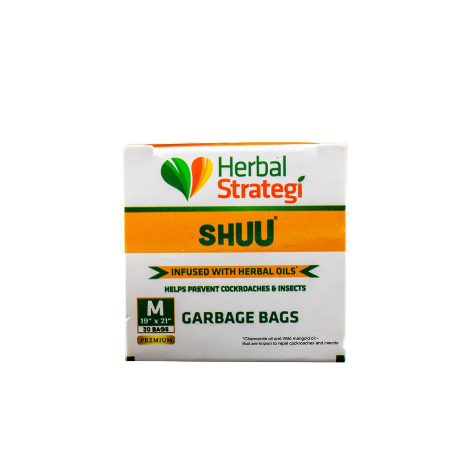 Garbage Bag | Shuu Garbage Bag - Helps Prevent Cockroach and Insects - Eco Friendly & No Chemical - Herbal Strategi - 30 Medium Piece