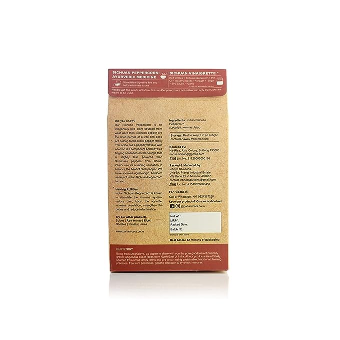 Sichuan Pepper | Indian Sichuan Peppercorn - 90% Unseeded - From The Hills Of Meghalaya - High In Iron & Zinc - Pahari Roots - 50gm