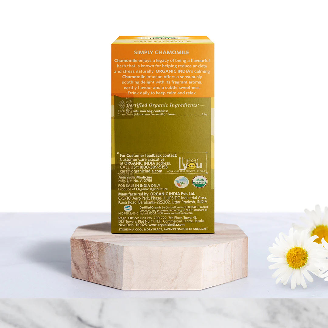 Simply Chamomile Tea (Soothing & Relaxing) - Caffeine Free - Organic - Indian – Organic India – 20Tea Bags