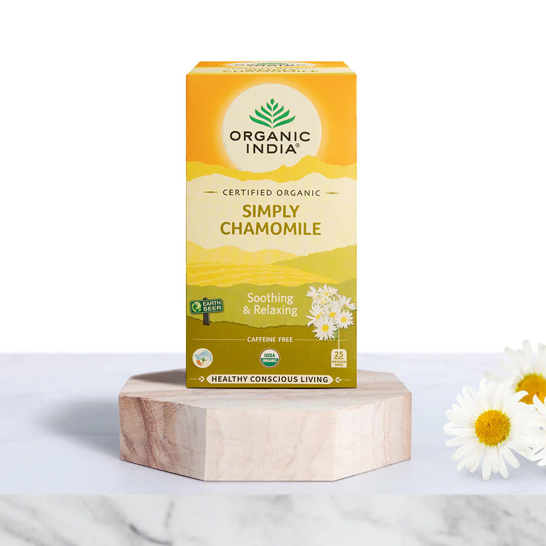 Simply Chamomile Tea (Soothing & Relaxing) - Caffeine Free - Organic - Indian – Organic India – 20Tea Bags