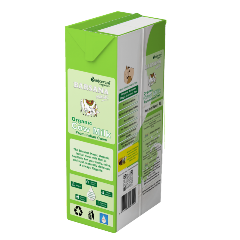 Cow Milk | Skimmed Cow Milk – Stay Fit – USDA Organic – No Antibiotic, No Stress Hormones, No Adulteration, No Contamination & Preservatives Free – Barsana Magic – 1000ml - Pack Of 6