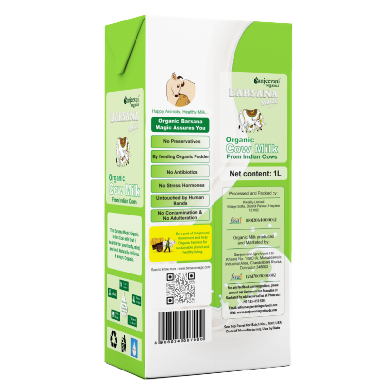 Cow Milk | Skimmed Cow Milk – Stay Fit – USDA Organic – No Antibiotic, No Stress Hormones, No Adulteration, No Contamination & Preservatives Free – Barsana Magic – 1000ml - Pack Of 6