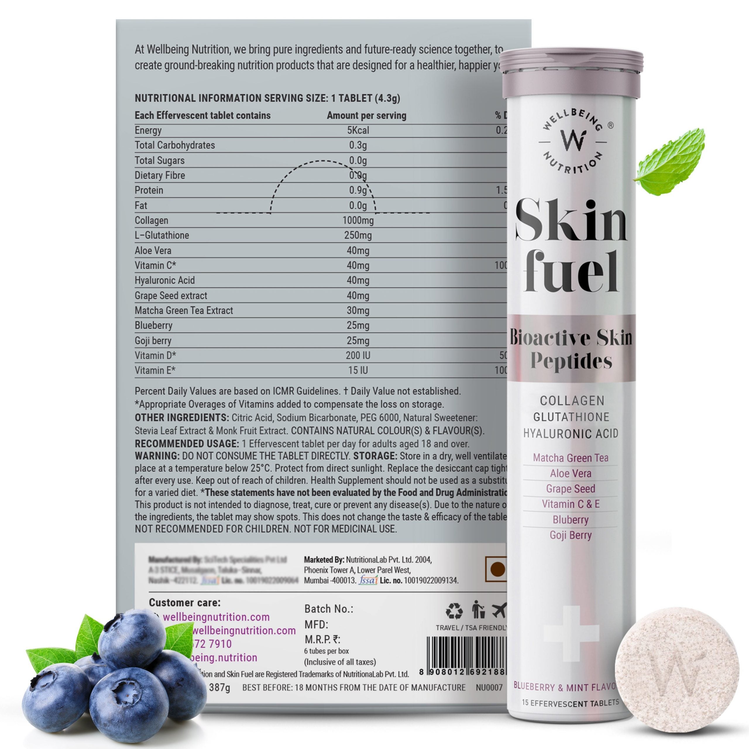 Skin Fuel - Bioactive Skin Peptides – Wellbeing Nutrition - 15 Tablets