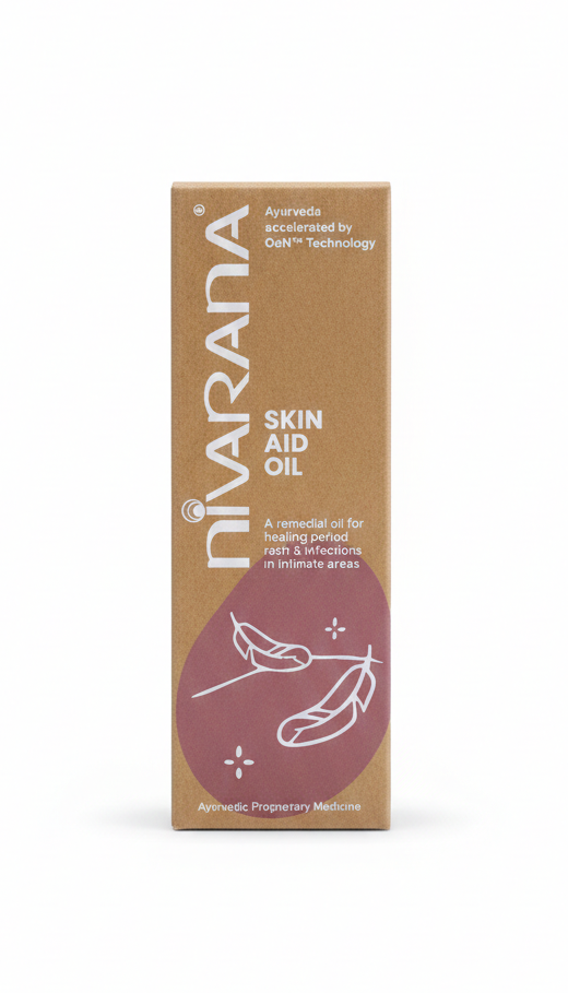 Oil| Skin Aid Oil - Remedial Oil for Healing Period Rash & Infection - Vegan, Cruelty Free – Prevents Period Rash , Reduces Redness and Controls Fungal - Free Sulphate, Silicone & Heavy Metal– Nivarana– 50ml