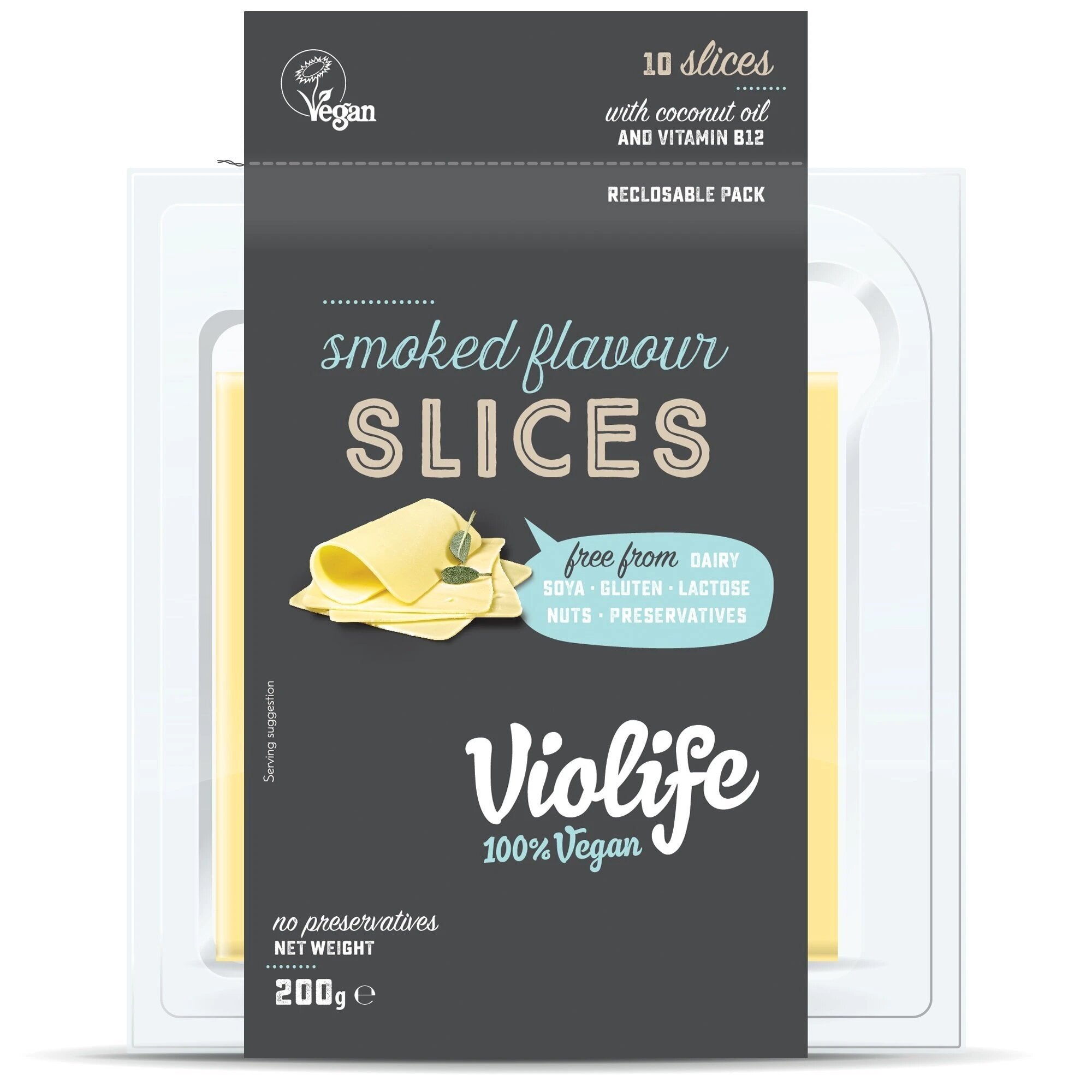 Vegan Cheese | (Smoked Flavour) Cheese Slices - Vegan & Lactose Free – VioLife – 200gm