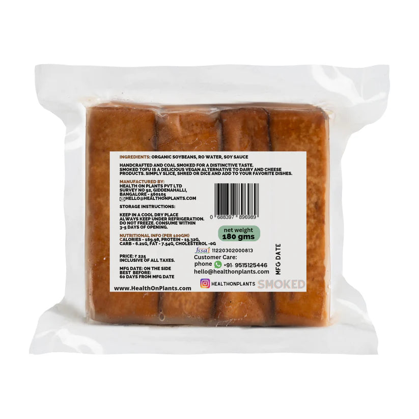 Tofu | Smoked Tofu - 38gm Protein Per Pack – High In Protein, Keto Friendly, No Added Preservatives & No Additives – Health on Plants – 200gm