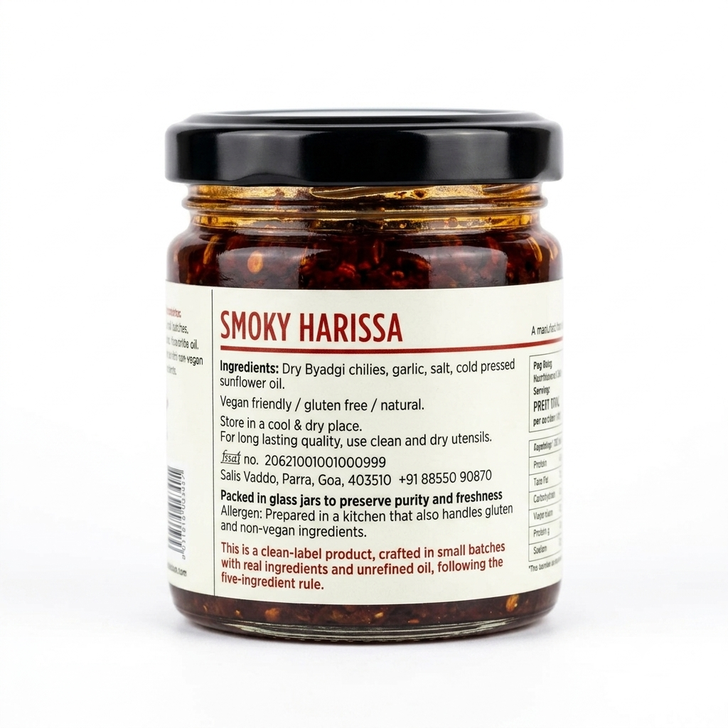 Chilli Paste | Smoky Harissa (Maghreb Chilli Paste)-Bold & Spicy - 100% Natural - Vegan & Gluten Free-No Added Sugar - GOAJARS - 100gm