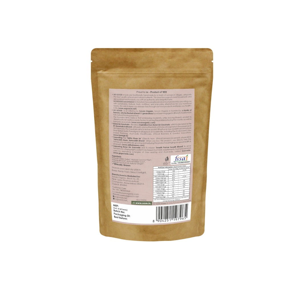 Ladoo | Dates Ladoo (With Goodness Of Almond & Coconut) - Made With Ethical & Natural Ingredients - No Added Sugar, Non GMO & High In Fiber - So Good - 150gm