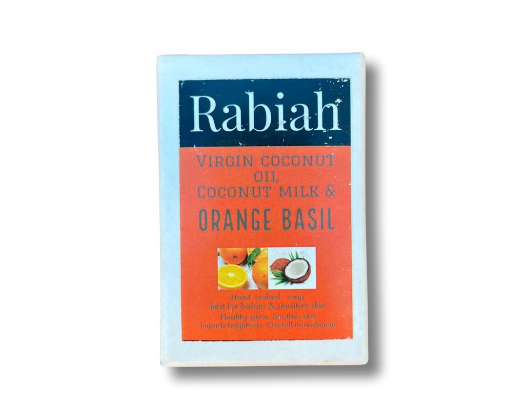 Soap | Orange Basil (Blend Of Virgin Coconut Oil And Milk With Orange & Basil) – Best For Babies - Hand Crafted – Healthy Glowing, Soothes Skin & Sensitive Skin – Rabiah – 100gm