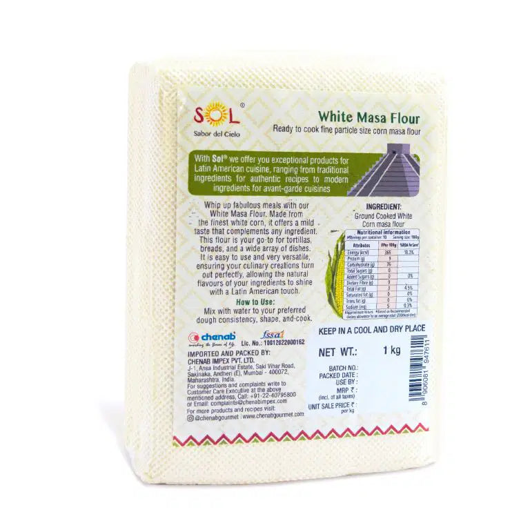 Flour | White Corn Masa Flour - Italy - Versatile And Suitable For All Latin Amarican Recipes - Sol - 1000gm