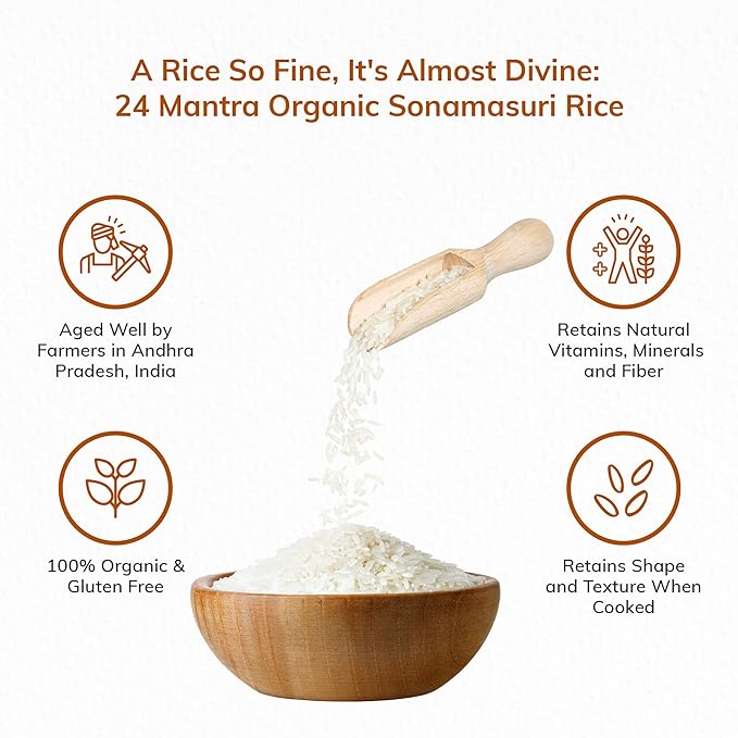 Rice | Sonamasuri White - Gluten Free – 24 Mantra – 1000gm