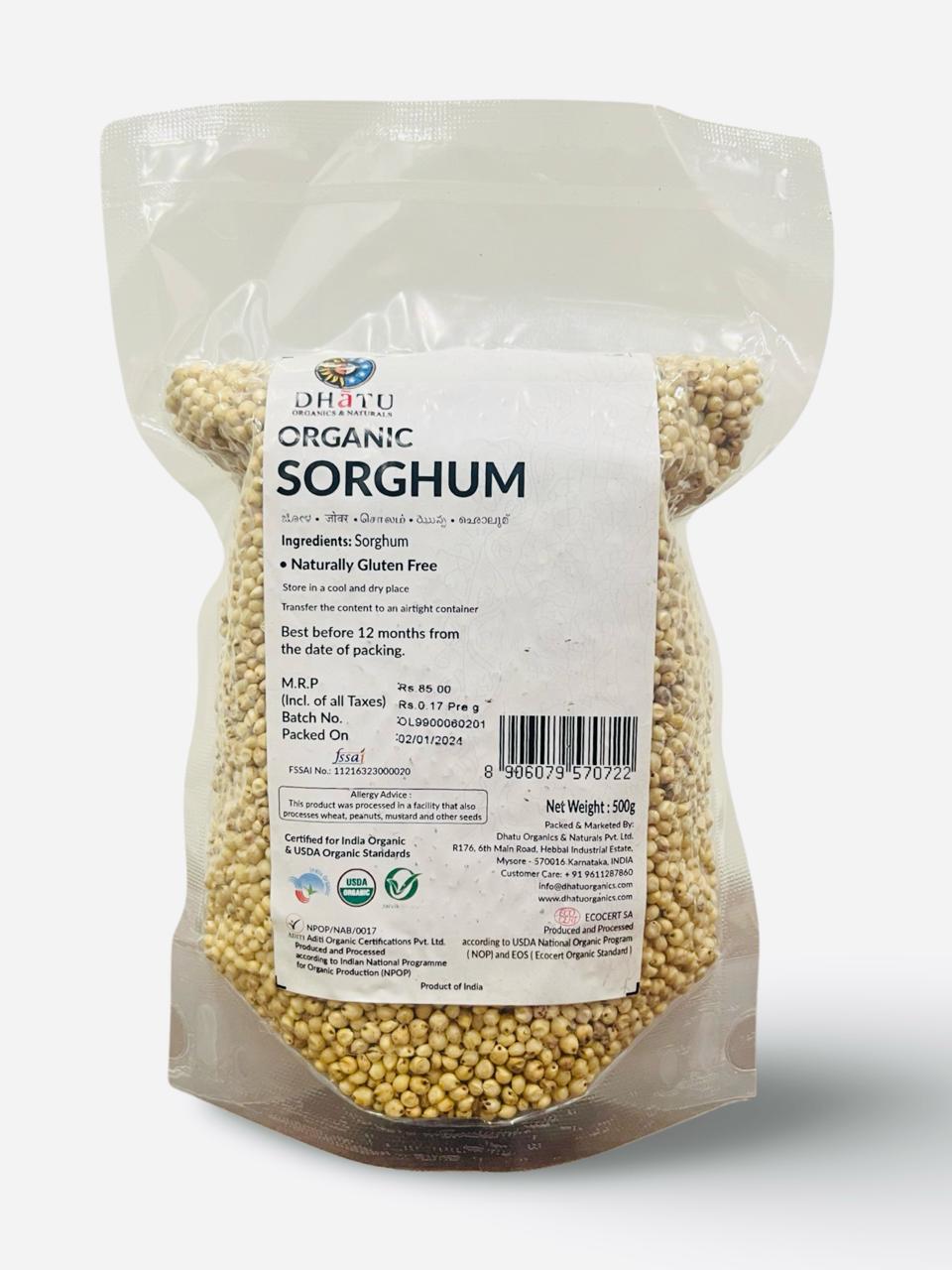 Sorghum Millet | USDA Organic - Naturally Gluten Free - Dhatu Organic - 500gm