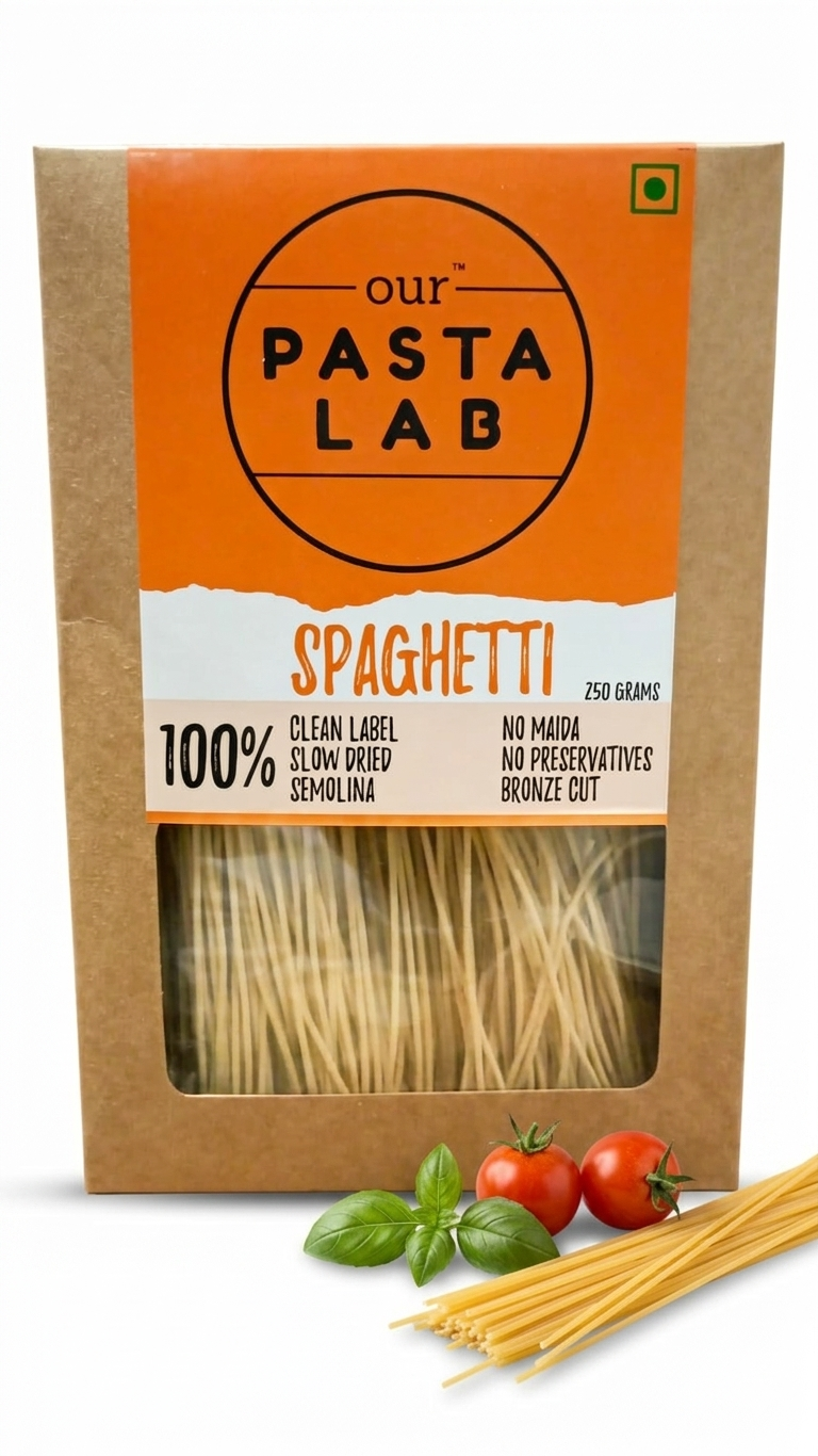 Pasta | Spaghetti Pasta- Vegan -Clean label, Slow Dried, Semolina- No Maida, No Preservatives-Our Pasta Lab - 250gm