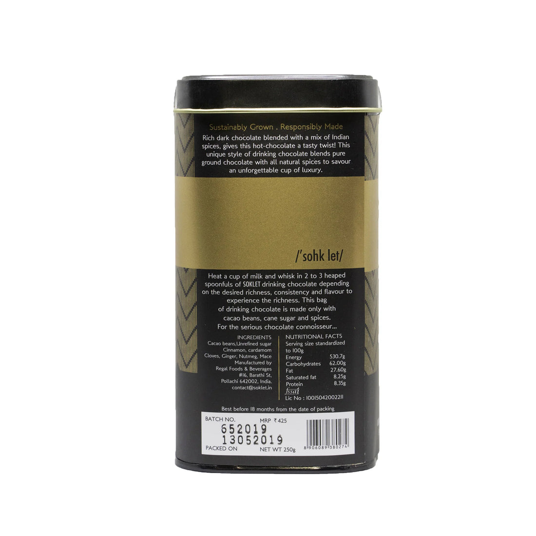 55% Spiced Drinking Chocolate – Soklet – 250gm