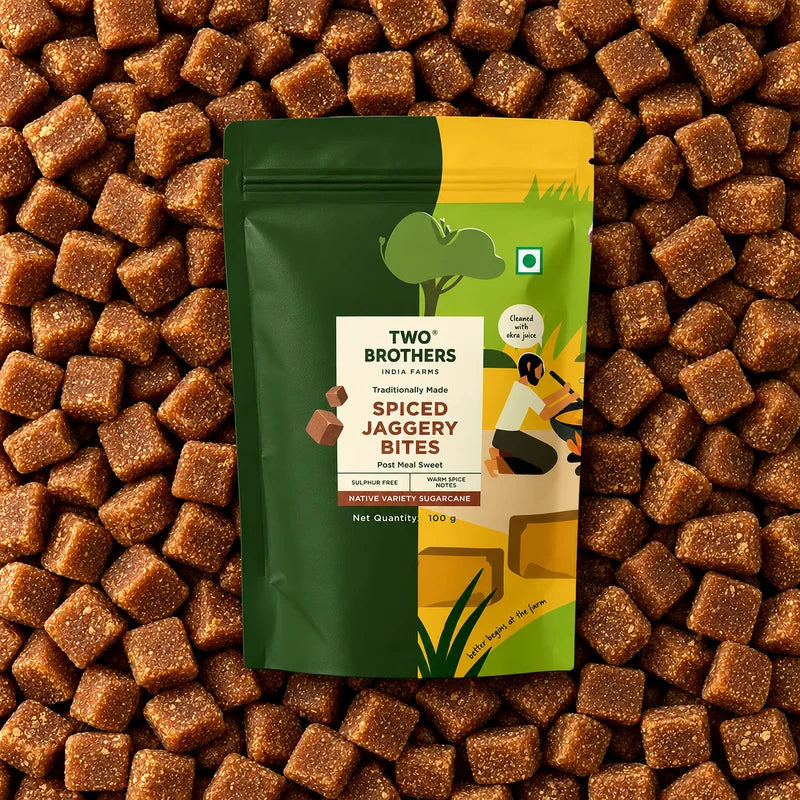 Jaggery | Spiced Jaggery Cubes - Sweet and Spicy Gud Bites-No Chemicals or Preservatives - Two Brother - 250gm
