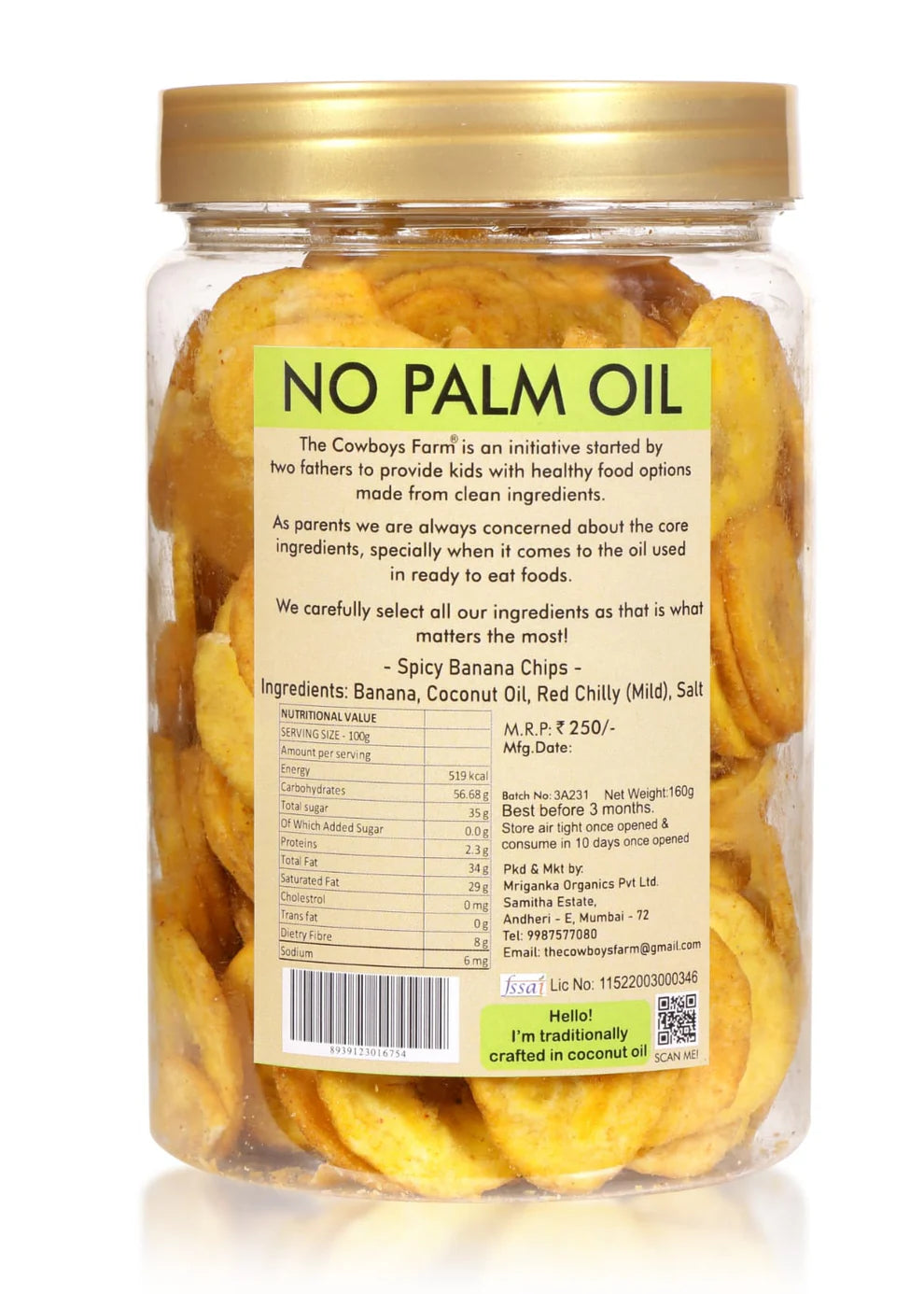 Banana Chips | (Spicy) - Gluten Free, No Onion, No Garlic & No Added Preservatives - The Cow Boys Farm – 160gm