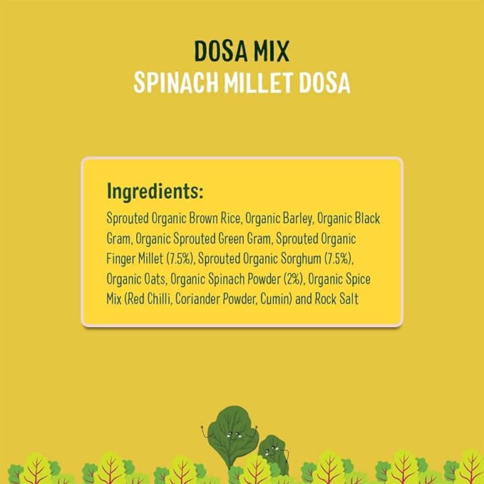 Millet Dosa | Spinach Millet Dosa Mix – Sprouted Nutrition - USDA organic - Timios – 150gm
