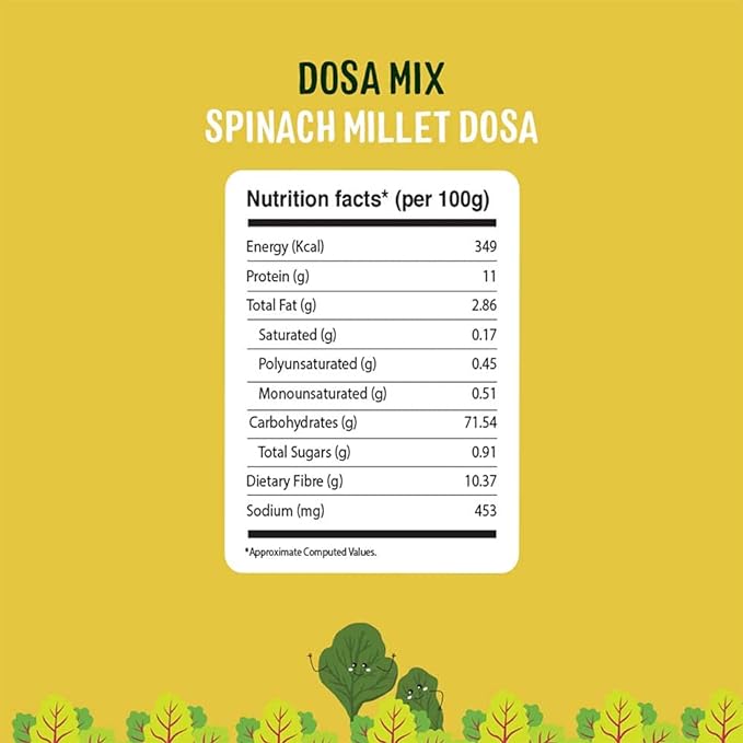 Millet Dosa | Spinach Millet Dosa Mix – Sprouted Nutrition - USDA organic - Timios – 150gm