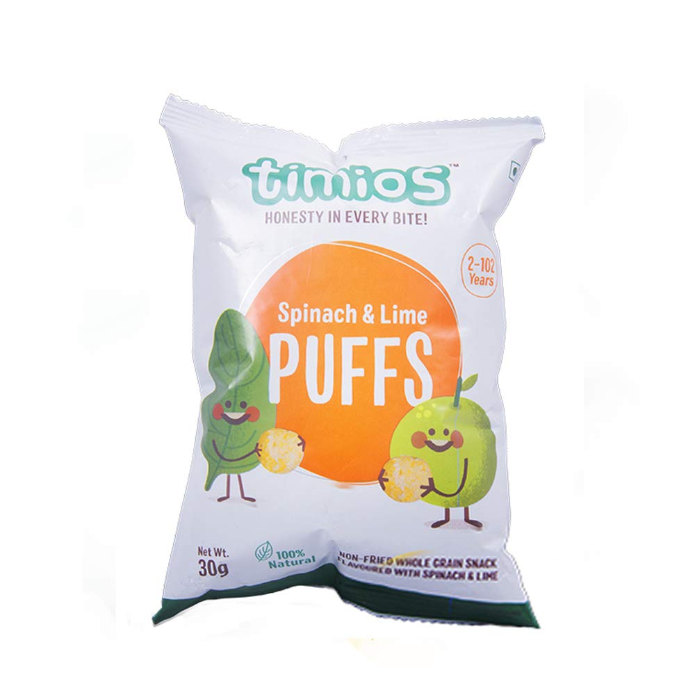 Spinach and Lime Puffs Snacks for Kids – Timios – 30gm