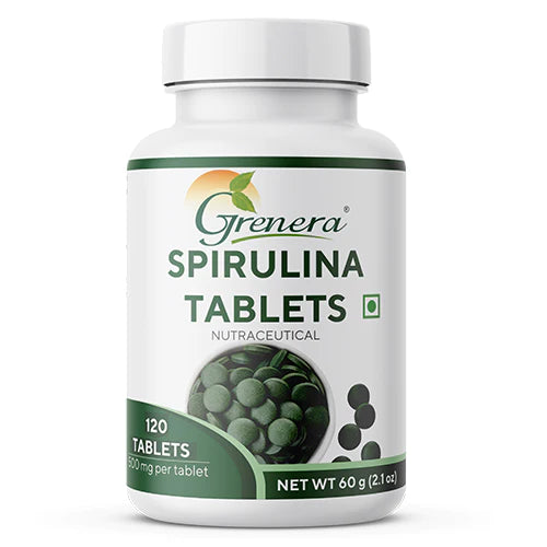 Spirulina | Natural - Vegan, Gluten Free, Non Gmo, Preservatives Free & No Additives - Grenera – 120 Tablets