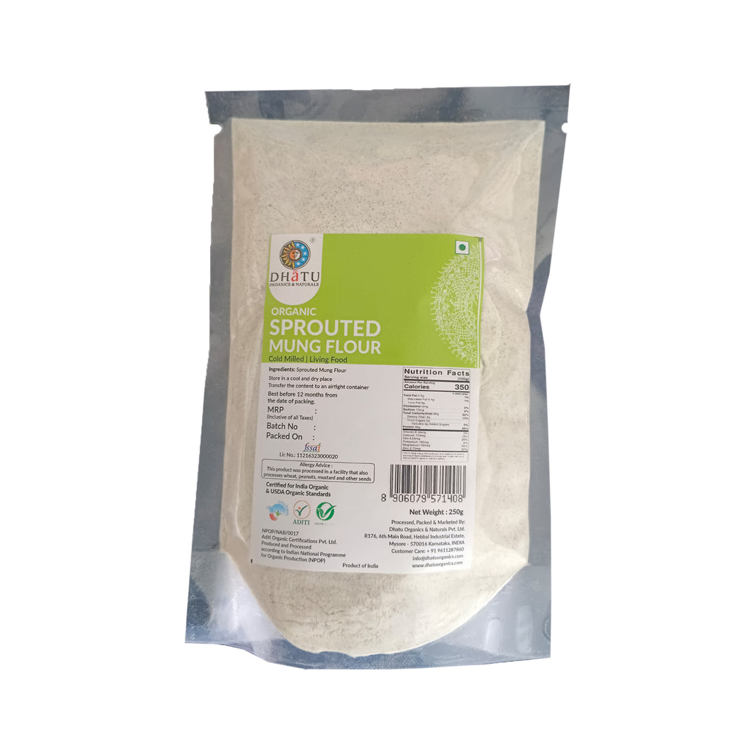 Moong Flour | Sprouted - USDA Organic - Dhatu Organic - 500gm