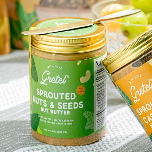 Nut Butter | Sprouted (Nuts & Seeds) - Rich, Creamy Butter - No Preservatives, Additives & No Added Sugar - Gretel - 300gm