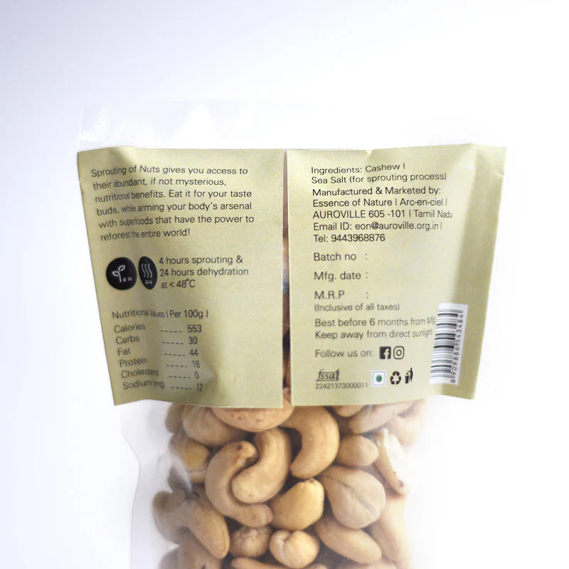 Cashew | Sprouted – Activated - Raw – Natural – Vegan – Beeja – 100gm