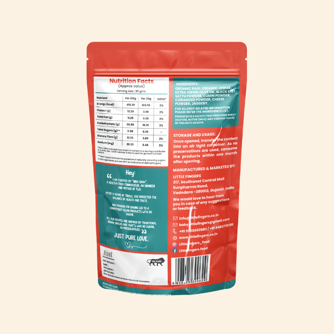 Puffs | Star Puffs (Cheese Masala) -Jowar Ragi Puffs (Non Spicy)-Roasted Using Olive Oil – Gluten Free- No Added Preservatives ,No Palm Oil, Refined Sugar –Little Fingers– 100gm