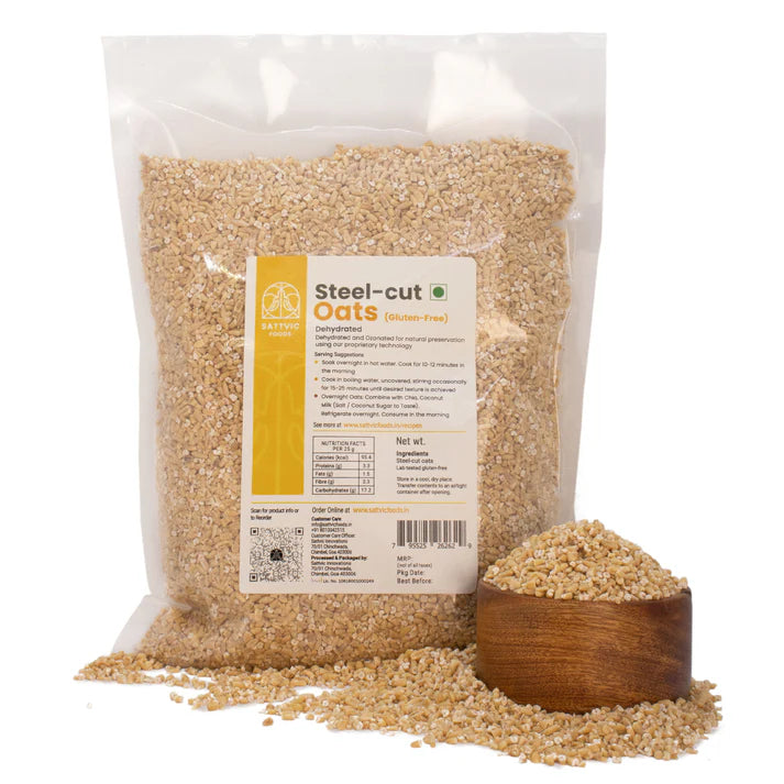 Steel Cut Oats - Gluten Free - Sattvic Foods - 500gm