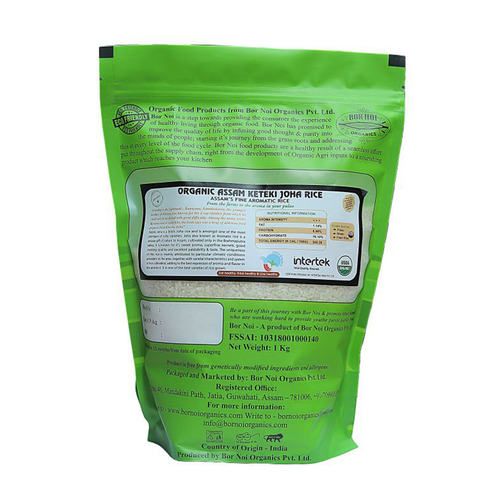 Rice | Straight From The Brahmaputra Valley Farms (Keteki Joha) - Aromatic Rice – Assam – USDA Organic - BOR-NOI ORGANICS – 1000gm